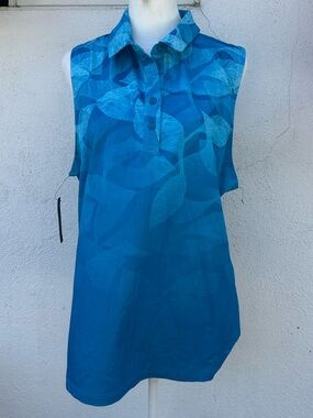 Nike Women's Teal Blue Sleeveless Polo Top